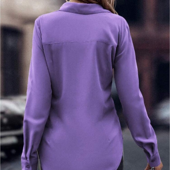 New purple button down blouse top - Picture 6 of 8